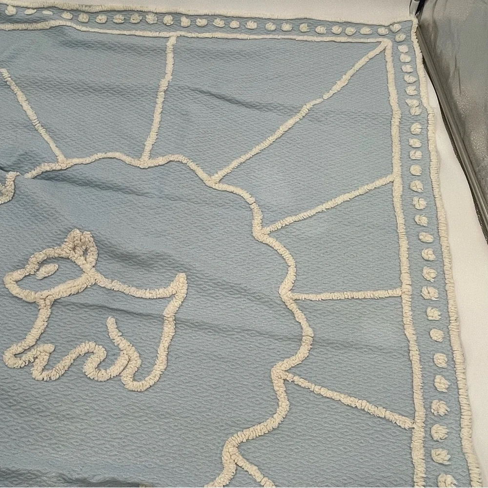 Vintage Baby Blanket Dog‎ Throw Fuzzy Texture Minimalist Simple Blue Girl Boy